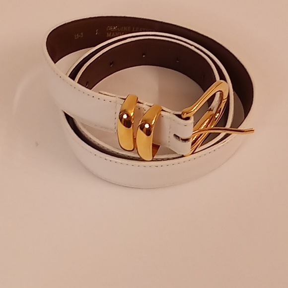 GENUINE LEATHER Women Size L White Color Gold Buckle main image 6